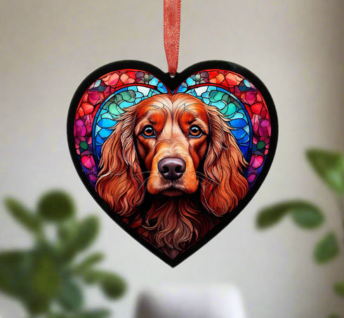 Cocker Spaniel Stained Glass Effect Heart Suncatcher